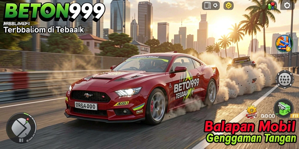 Screenshot BETON999 menampilkan aksi balapan yang seru dan mendebarkan.