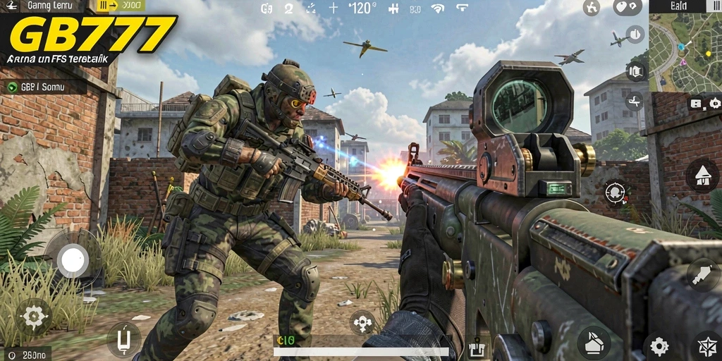 Tampilan screenshot menunjukkan aksi seru dalam gameplay FPS.