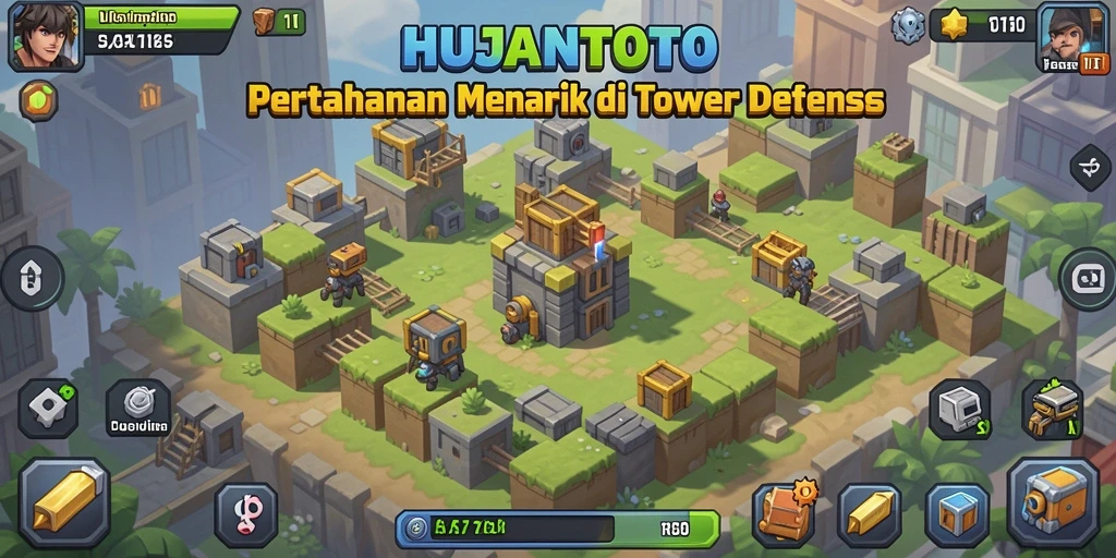 Gameplay HUJANTOTO yang menegangkan saat mempertahankan menara.