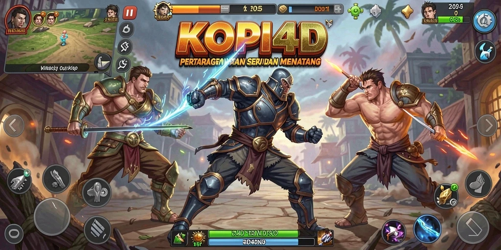 Tampilan gameplay KOPI4D yang intens dan seru di arena pertarungan.