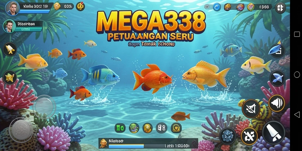 Tampilan gameplay seru dalam MEGA338 saat berburu ikan.