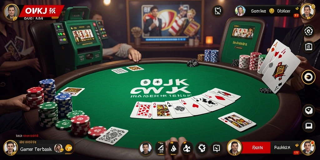 Tampilan menarik dari gameplay Poker di OKJK.