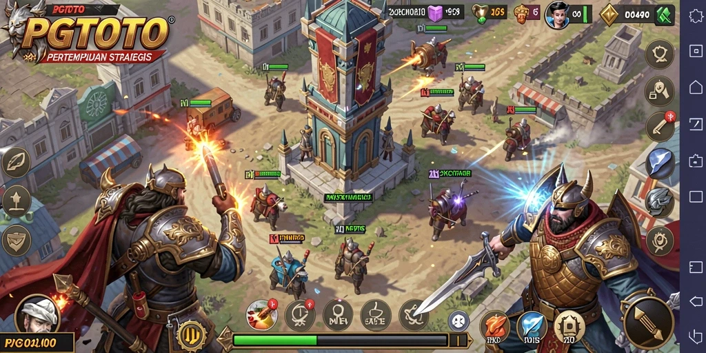 Tangkapan layar PGTOTO menampilkan aksi menegangkan di medan perang Tower Defense.