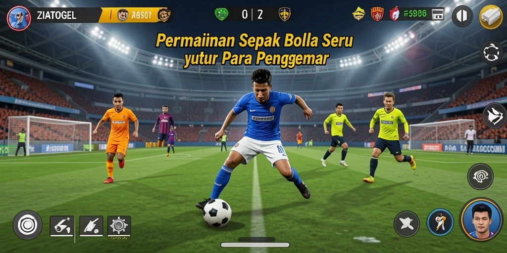 Tampilan gameplay ZIATOGEL yang mendebarkan dalam pertandingan sepak bola.